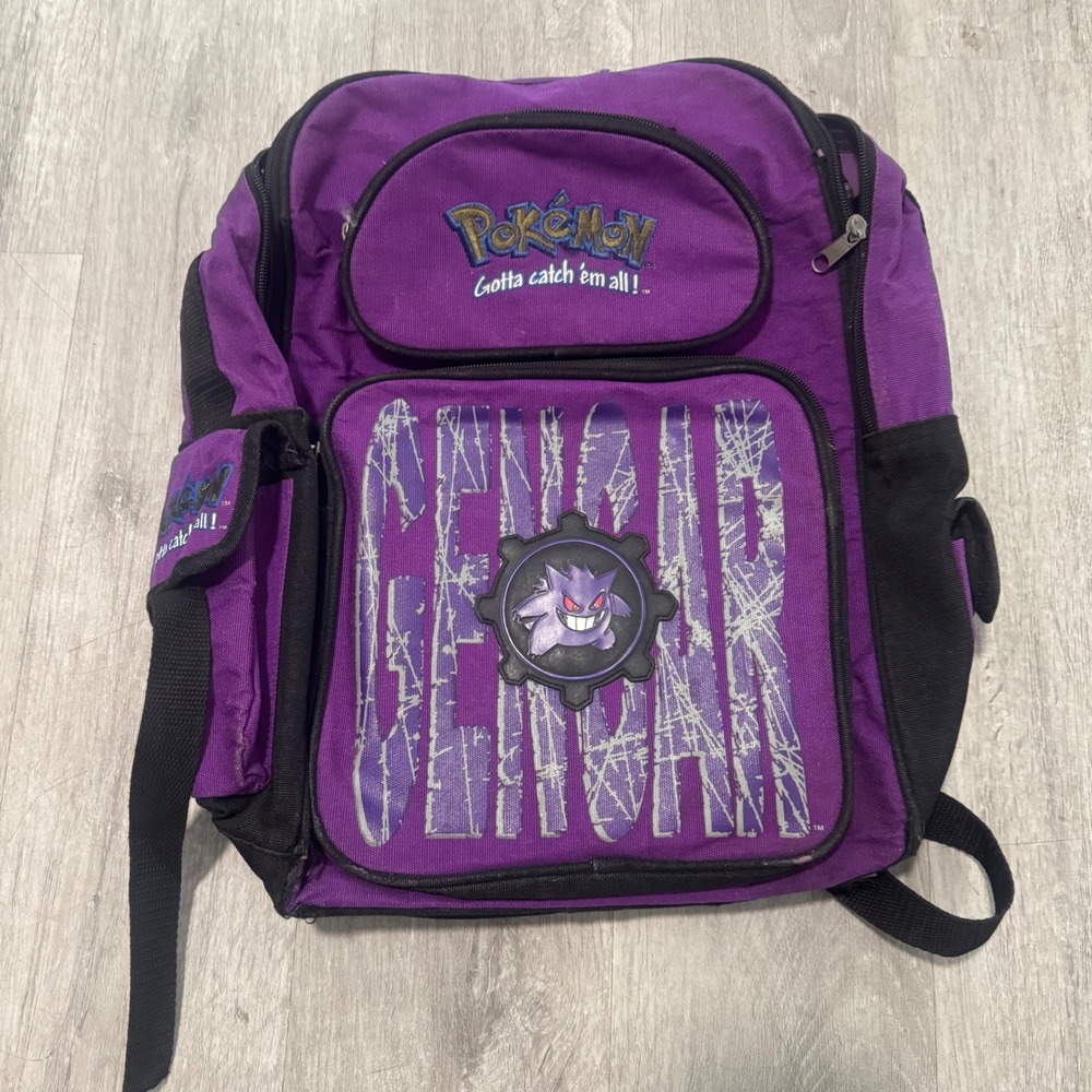 Vintage 2000 Nintendo Pokemon Gengar Backpack Purple Black Gotta Catch Em All
